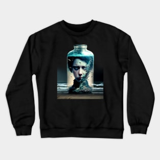 Boy in a Jar with a Pickled Face No. 1 on a Dark Background Crewneck Sweatshirt